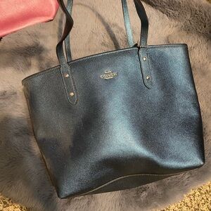 Coach Navy teal Tote